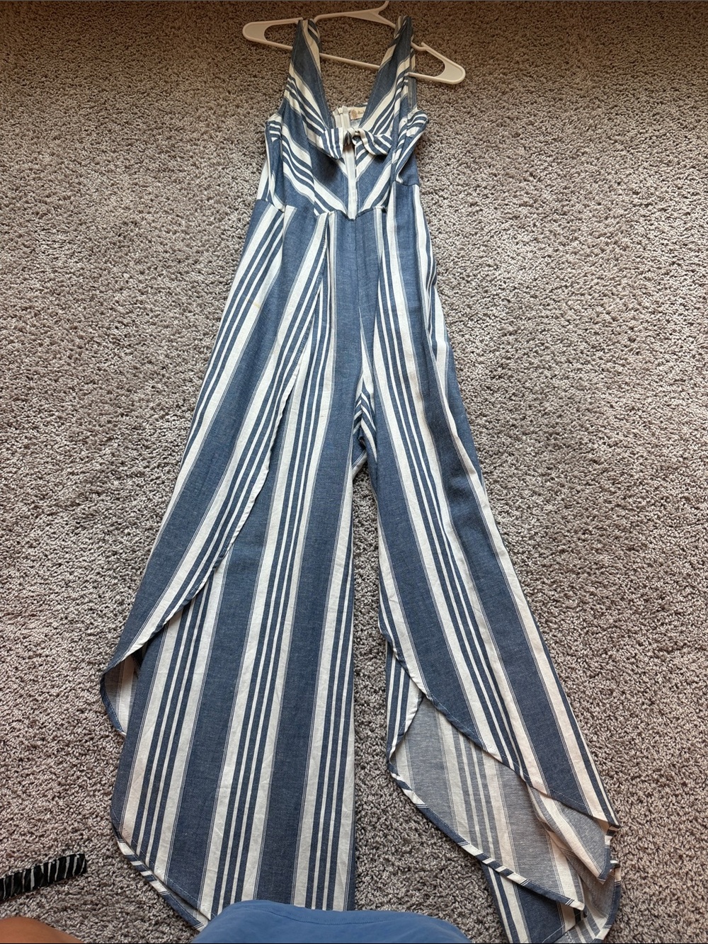 Altar'd State Blue & White Striped Wide-Leg Jumpsuit